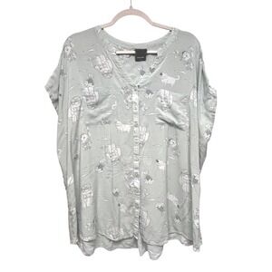 Torrid Disney Pixar Up! Cartoon Print Light Green Rayon Blouse Shirt 3XL